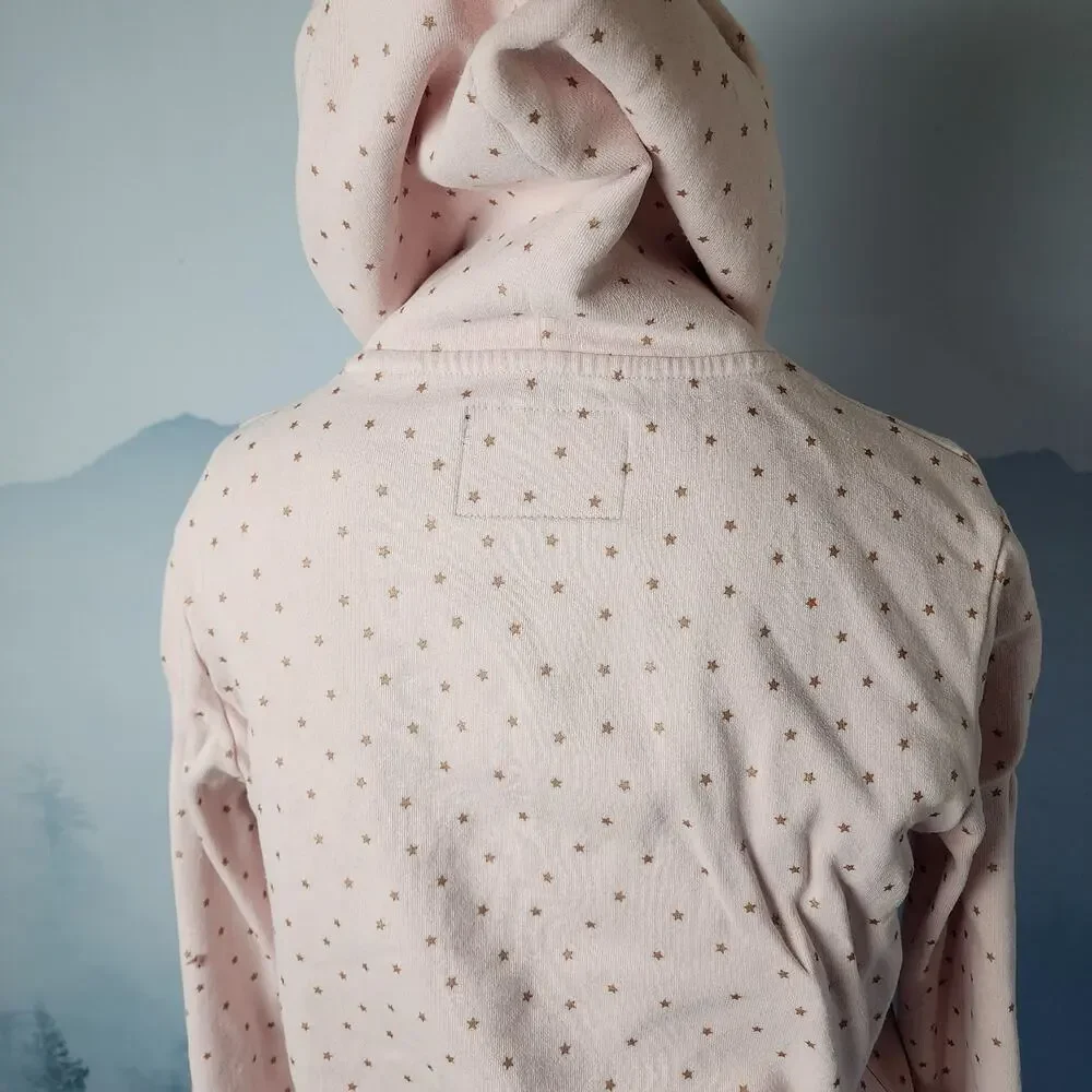 Superdry Vintage Premium Goods Shimmer All Over Print Blush Hoodie | Women's 8
